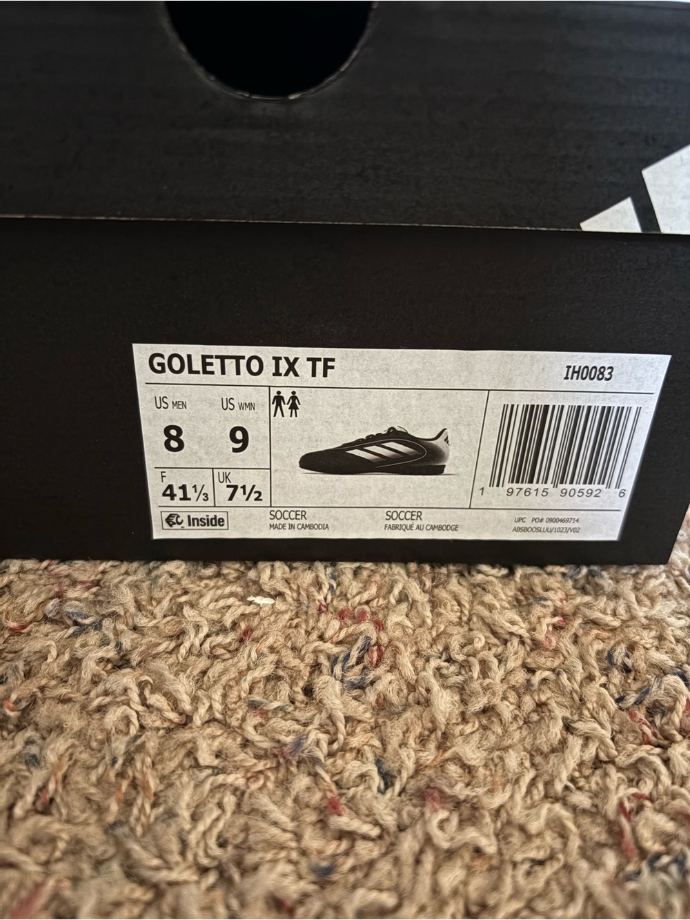 adidas Black and White Men's Turf Soccer Shoes - Picture 2 of 6